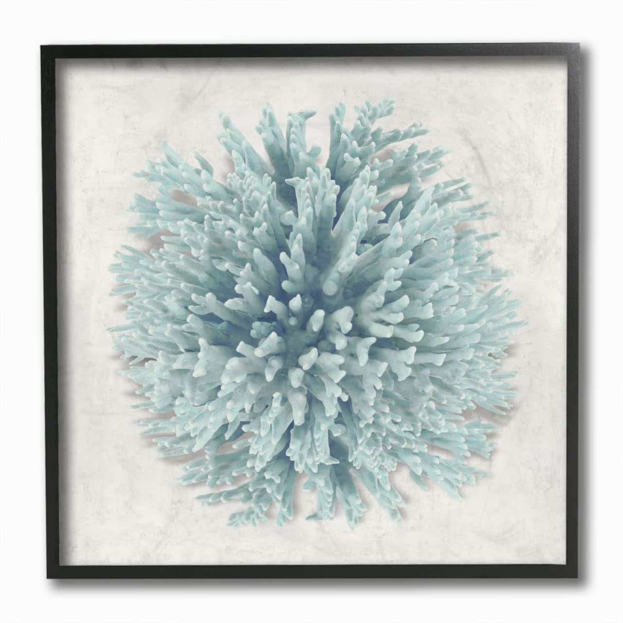 Stupell Industries Coral Ball Blue Sea Beach Design Black Framed Wall Art